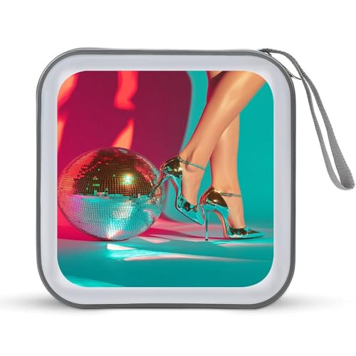 Jubonexis 60er Jahre Vibe Discoball High Heels CD-Hülle DVD Aufbewahrungskoffer tragbar für Auto Zuhause Reisen Jubonexis 60er Jahre Vibe Discoball High Heels CD-Hülle DVD Aufbewahrungskoffer tragbar für Auto Zuhause Reisen von Jubonexis