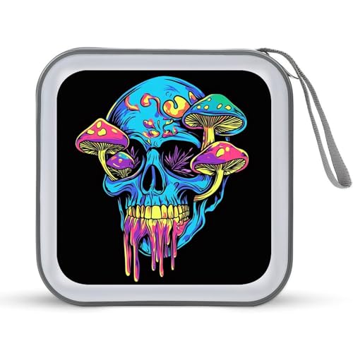 Jubonexis CD-Hülle, DVD-Aufbewahrung, Motiv: blauer Totenkopf mit bunten Pilzen Jubonexis CD-Hülle, DVD-Aufbewahrung, Motiv: blauer Totenkopf mit bunten Pilzen von Jubonexis