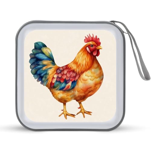 Jubonexis CD-Hülle, DVD-Aufbewahrung, tragbar, Motiv: Wasserfarben, Huhn Jubonexis CD-Hülle, DVD-Aufbewahrung, tragbar, Motiv: Wasserfarben, Huhn von Jubonexis