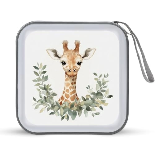 Jubonexis CD-Hülle, DVD-Aufbewahrungsbox, Motiv: Giraffe, grüne Pflanzen, tragbar, weiß, Einheitsgröße Jubonexis CD-Hülle, DVD-Aufbewahrungsbox, Motiv: Giraffe, grüne Pflanzen, tragbar, weiß, Einheitsgröße von Jubonexis