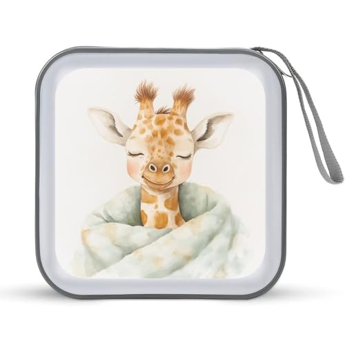 Jubonexis CD-Hülle, DVD-Aufbewahrungsbox, Motiv: Giraffe, schlafend in Decke, tragbar, weiß, Einheitsgröße Jubonexis CD-Hülle, DVD-Aufbewahrungsbox, Motiv: Giraffe, schlafend in Decke, tragbar, weiß, Einheitsgröße von Jubonexis