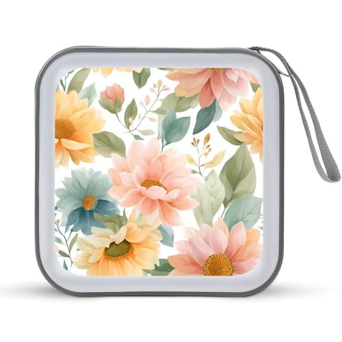 Jubonexis CD-Hülle, DVD-Aufbewahrungsbox, Motiv: Sonnenblumen in Aquarellfarben, tragbar Jubonexis CD-Hülle, DVD-Aufbewahrungsbox, Motiv: Sonnenblumen in Aquarellfarben, tragbar von Jubonexis