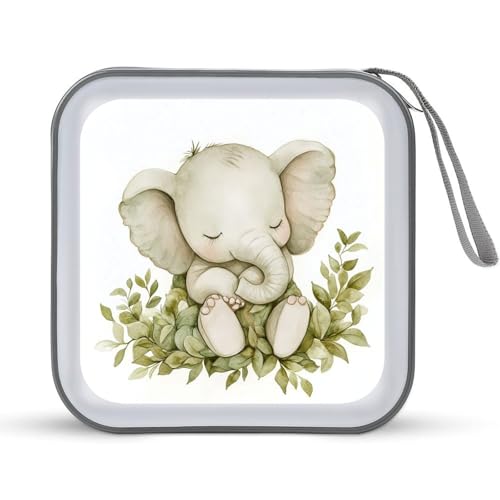 Jubonexis CD-Hülle, DVD-Aufbewahrungsbox, tragbar, Motiv: Elefant, Grün, weiß, Einheitsgröße Jubonexis CD-Hülle, DVD-Aufbewahrungsbox, tragbar, Motiv: Elefant, Grün, weiß, Einheitsgröße von Jubonexis