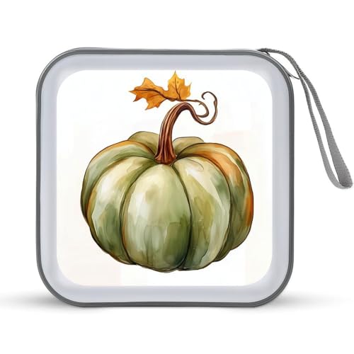 Jubonexis CD-Hülle, DVD-Aufbewahrungsbox, tragbar, Motiv: Herbst-Aquarell, grüner Kürbis Jubonexis CD-Hülle, DVD-Aufbewahrungsbox, tragbar, Motiv: Herbst-Aquarell, grüner Kürbis von Jubonexis