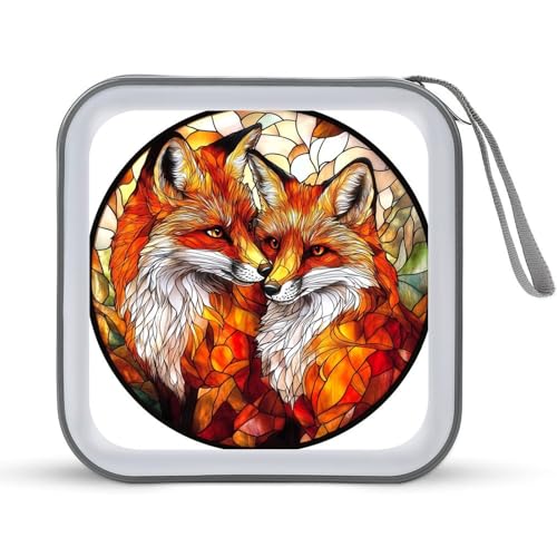 Jubonexis CD-Hülle / DVD-Hülle, Buntglas, Motiv: gelbe Füchse, tragbar Jubonexis CD-Hülle / DVD-Hülle, Buntglas, Motiv: gelbe Füchse, tragbar von Jubonexis