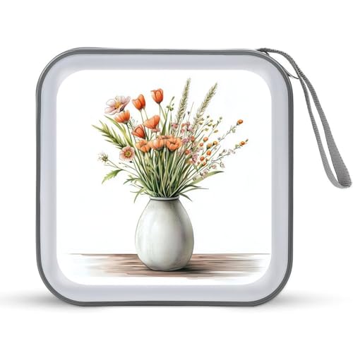 Jubonexis CD-Hülle mit Aquarell-Vase mit Wildblumen, tragbar, DVD-Aufbewahrungskoffer Jubonexis CD-Hülle mit Aquarell-Vase mit Wildblumen, tragbar, DVD-Aufbewahrungskoffer von Jubonexis