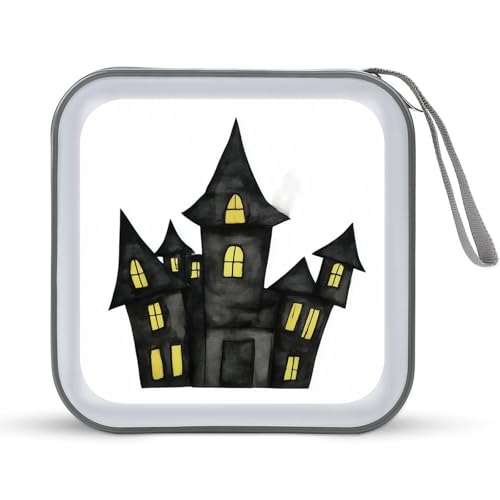 Jubonexis Gotische Geisterhaus-Aquarell-Halloween-CD-Hülle, DVD-Aufbewahrungstasche, tragbar Jubonexis Gotische Geisterhaus-Aquarell-Halloween-CD-Hülle, DVD-Aufbewahrungstasche, tragbar von Jubonexis