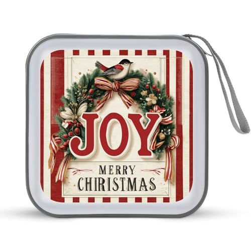 Jubonexis Merry Christmas Joy Bird Wreath CD-Hülle, DVD-Aufbewahrungsbox, tragbar Jubonexis Merry Christmas Joy Bird Wreath CD-Hülle, DVD-Aufbewahrungsbox, tragbar von Jubonexis