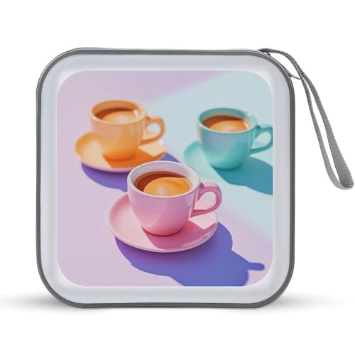 Jubonexis Pastell Kaffeetassen CD Hülle DVD Aufbewahrungskoffer tragbar Jubonexis Pastell Kaffeetassen CD Hülle DVD Aufbewahrungskoffer tragbar von Jubonexis