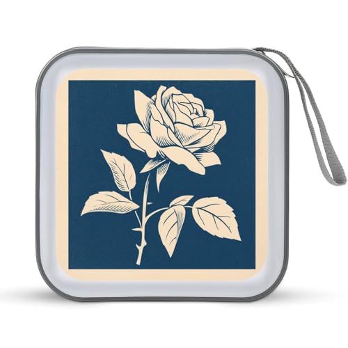 Jubonexis Schlichte, elegante Rose Vintage Minimalistische CD-Hülle DVD Aufbewahrungskoffer tragbar Jubonexis Schlichte, elegante Rose Vintage Minimalistische CD-Hülle DVD Aufbewahrungskoffer tragbar von Jubonexis