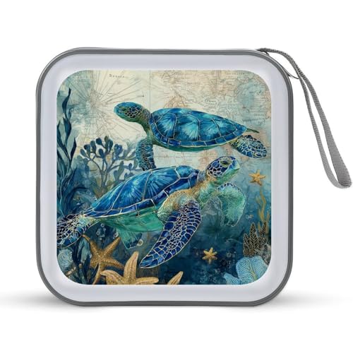 Jubonexis Sea Turtles Vintage Karte CD Hülle DVD Aufbewahrungstasche Tragbar für Auto Zuhause Reisen Jubonexis Sea Turtles Vintage Karte CD Hülle DVD Aufbewahrungstasche Tragbar für Auto Zuhause Reisen von Jubonexis