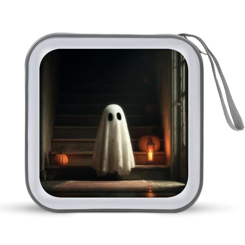 Jubonexis Weiße kleine Geister-Halloween-CD-Hülle, DVD-Aufbewahrung, tragbar, für Auto, Zuhause, Reisen Jubonexis Weiße kleine Geister-Halloween-CD-Hülle, DVD-Aufbewahrung, tragbar, für Auto, Zuhause, Reisen von Jubonexis