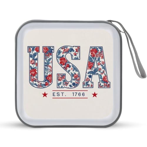 Jubonexis Word USA CD-Hülle mit Vintage-Blumenmuster für CDs und DVDs, tragbar Jubonexis Word USA CD-Hülle mit Vintage-Blumenmuster für CDs und DVDs, tragbar von Jubonexis