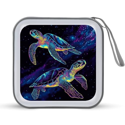 Jubonexis Zwei Neon-Schildkröten-CD-Hülle, DVD-Aufbewahrungsbox, tragbar Jubonexis Zwei Neon-Schildkröten-CD-Hülle, DVD-Aufbewahrungsbox, tragbar von Jubonexis