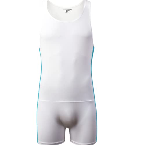 Juflam Herren Wrestling Singlet Athletic Trikot Body Gym Sportswear Unterhemd (Medium, WH70-Weiß) von Juflam