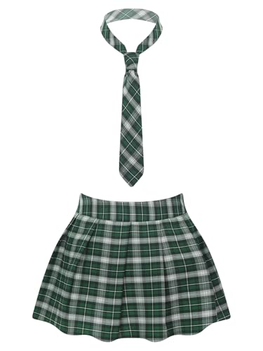 Jugaoge Damen Kurzer Kariert Rock mit Krawatte Schulmädchen Cosplay Uniform Sexy Minirock Karomuster Faltenrock Plissee Röckchen Grün L Jugaoge Damen Kurzer Kariert Rock mit Krawatte Schulmädchen Cosplay Uniform Sexy Minirock Karomuster Faltenrock Plissee Röckchen Grün L von Jugaoge