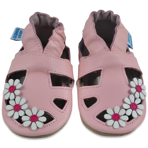 Baby Sandalen - Lauflernschuhe - Krabbelschuhe - Babyschuhe - Rosa Gänseblümchen 18-24 Monate (Größe 23/24) von Juicy Bumbles