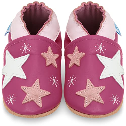 Juicy Bumbles Lauflernschuhe Mädchen Krabbelschuhe Babyschuhe/Rosa Sterne 0-6 Monate (Größe 19/20) von Juicy Bumbles