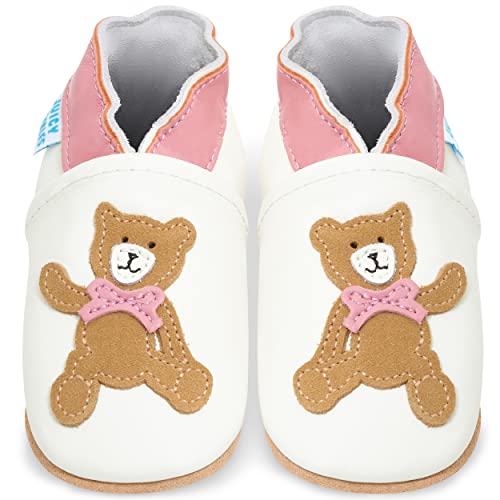 Juicy Bumbles Lauflernschuhe Mädchen Krabbelschuhe Babyschuhe/Rosa Teddybär 0-6 Monate (Größe 19/20) von Juicy Bumbles