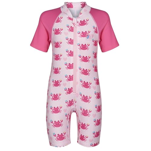 Juicy Bumbles Schwimmanzug Mädchen | Schutzkleidung Kinder | Badeset Mädchen | Rosa Krabben XL (3-4 Jahre) von Juicy Bumbles