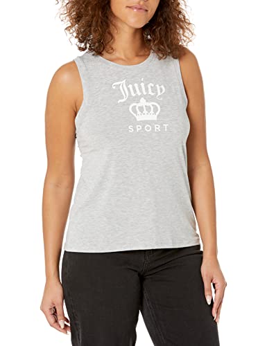 Juicy Couture Damen Ärmelloses Tanktop mit Sport-Logo Trägershirt/Cami Shirt, Hellgrau (Light Grey Heather), Groß von Juicy Couture