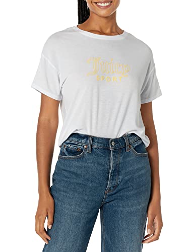 Juicy Couture Damen Varsity Crop kurzen Ärmeln T-Shirt, Weiß/Sonnenschein, Mittel von Juicy Couture