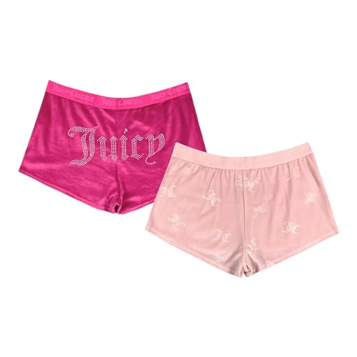 Juicy Couture Samt-Fleece-Shorts, 2er-Pack, Rosa/Hellrosa, M von Juicy Couture