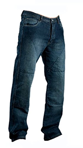 Juicy Trendz Herren Motorradrüstung Biker Motorrad Denim Hose Jeans Horn Blau, 36W / 30L, Blau von Juicy Trendz