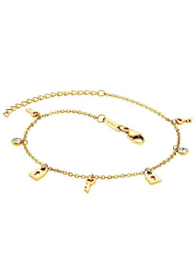 Julie Julsen Fußkette mit Anhänger ANKLET, LOCKS & KEYS, JJAC29212G, JJAC29212S, mit Zirkonia (synth) von Julie Julsen