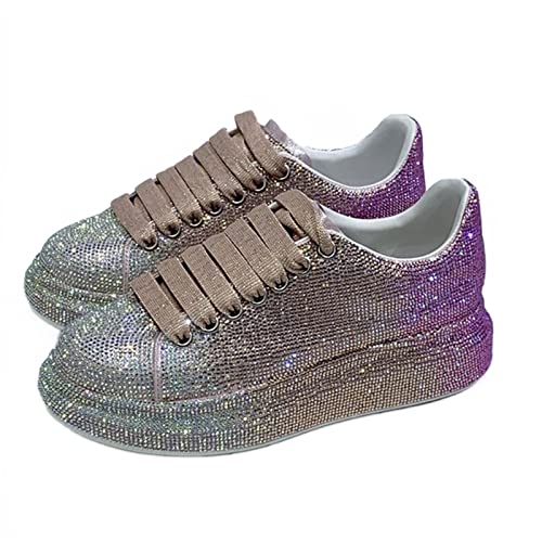 Julymens Damen Glitzer Strass Plateau Sneaker Casual Schnürschuhe Sportschuhe, Rosa knöchelhoch, 40.5 EU Julymens Damen Glitzer Strass Plateau Sneaker Casual Schnürschuhe Sportschuhe, Rosa knöchelhoch, 40.5 EU von Julymens