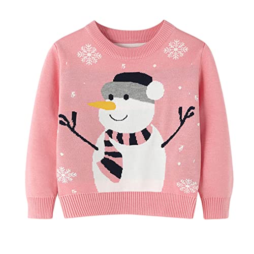 Kinder Mädchen Jungen Weihnachtspullover Strickjacken Sweatshirt Casual Jumper Gestrickt Strickpullover Winter Langarm Sweater Winterpullover Langarmshirt Pullis (Für 100cm(2-3 Jahre),QY233-Rosa) von Jungerhouse