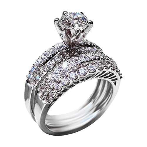 Angst Damen Ringe Ring Wear RingNew Luxury RingCan Be Day Rose Ring Diamond Creative Ring Damen Valentine's Fashion Stacked Diamond Rose Rings größenverstellbar für Herren und Damen (B, One Size) von Junhasgood