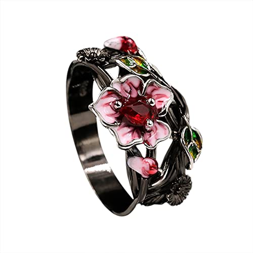 Aussage Vintage hohl graviert für Frauen böhmischen Ring Blüten rosa Ring rosa Blüten Chunky Boho Ring Ring Ringe Lesezeichen Der Ringe (pink, 6) von Junhasgood