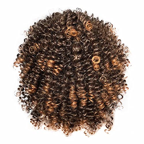 Dunkelbraune Gemischte Blonde Perücke Spring Curl Bouncy Häkelperücke Kurze Afro-Lockenperücke mit Dunkelbraune Gemischte Blonde Perücke (Gold-E, One Size) von Junhasgood