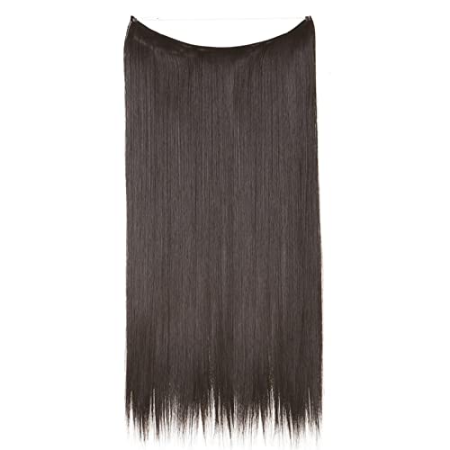 Echtes Haar Haarverlängerungen Haarverlängerung Geheimer Draht in echtem langem, dickem, geradem, lockigem Stirnband für Frauen Tape Extensions Echthaar (Brown, One Size) von Junhasgood