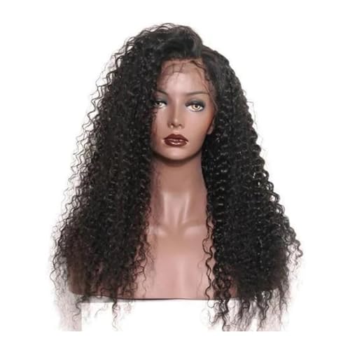 Europäische Perücken Für Frauen Afrikanische Kleine Lockige Afro Schwarz Lange Lockige Faser Hochtemperatur Seide Perücke Set Männer Perücke Echthaar 10-8 (Black, One Size) von Junhasgood