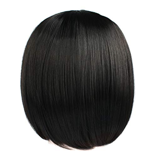 Haare Färben Zubehör -kurze Frauen-natürliche gerade Perücken-Perücken für volle Perücke sieht Männer Perücke Echthaar 10-8 (Black, One Size) von Junhasgood