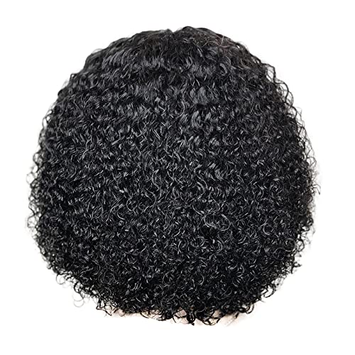 Haarnetz Nacht Herren Lace Front Echthaarperücke Mittelteil Curly Lace Closure Perücke Kurze Perücken Perücken Lange Haare Echt (Black-C, One Size) von Junhasgood