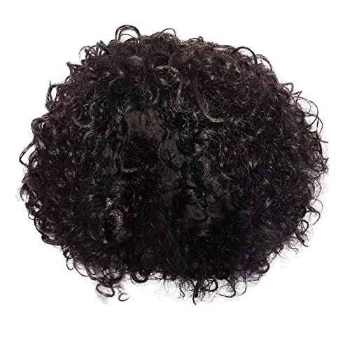 Haarperücken 10 kurze lockige brasilianische Perücken brasilianisches Echthaar Perücke Herren Blond (3-Black, One Size) von Junhasgood