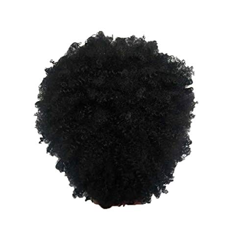 Herren Perücke Echthaar Kurz Haar Synthetische Welle Kurzhaarperücke Perücke Clown Wolle (Black, One Size) von Junhasgood