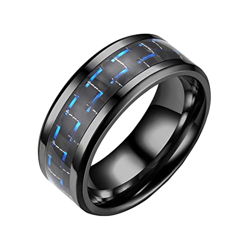 Junhasgood Erwachsenes Titanpaar Drei-Farben-Stahlfaser-Modering Deckenfluter Ringe (Blue, 7) von Junhasgood