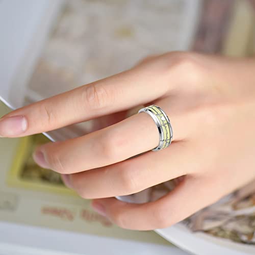 Junhasgood Herzschlag-Ring-Frauen-Ring-Schmucksache-Herzschlag-leuchtender rostfreier für Männer leuchtender Ring-Art- Weisestahl-Versprechungs-Ringe Gardinenzubehör Ringe (E, One Size) von Junhasgood