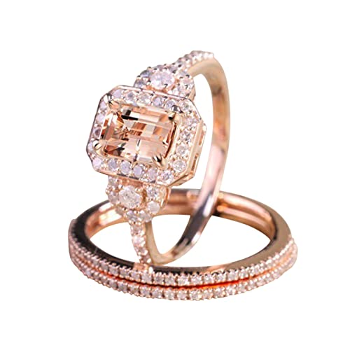 Junhasgood Kreative Zirkon Ring Modeschmuck Rose Gold Set Ring Europäische Micro Set Verlobungsring Mode Ring Geschenke für Frauen Männer Ringelband Stoff (Rose Gold, 11) von Junhasgood