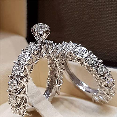 Junhasgood Lady Ring Set Damen Kristall Ringe Damen Herren Mode Zirkonia Schnitzen Retro Mode Ringe Set, Hochzeit, Party, Paar Kupfer O Ringe (E, 10) von Junhasgood