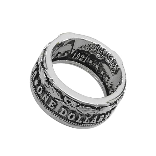 Junhasgood Ring Klassischer Dollar-Ring Vereinigte Staaten Emblem United For One Ring Vintage Herren-Silberdollar-Ring in verschiedenen Größen Untersetzer Der Ringe (D, One Size) von Junhasgood