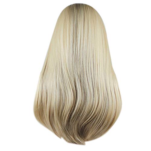 Kinder Perücken Für Mädchen Blau Full Fashion Front Perücke Blonde lange Damenperücke Haar Zubehör (A, One Size) von Junhasgood