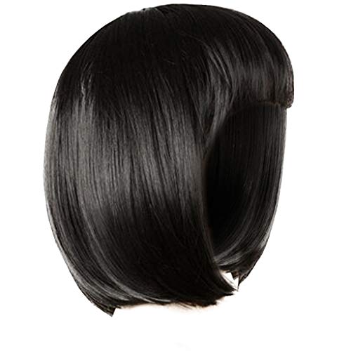 Party Damen Gerade Volle Perücken Kurzer Haar Perücke Mädchen Dame Cosplay Perücke Kurzhaarfrisuren (Black, One Size) von Junhasgood