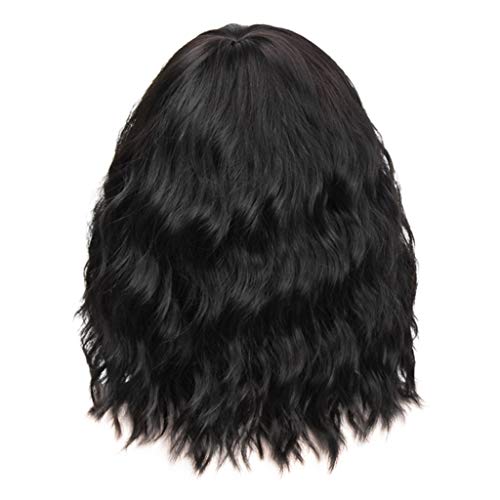 Perücke Karneval Herren Wave Perücke Hair Fashion Black Hair Synthetische Perücken Wave Perücke Bunte Extensions Strähnen Echthaar (Black, One Size) von Junhasgood