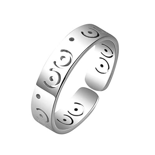 Ringe Gravieren Stern Herz Ringe für Frauen Männer Splice offen verstellbare Paare Ringe Schmuck Geschenke Zubehör Versprechen Fingerringe Hochzeit Verlobungsbänder Ringe Statement (H, One Size) von Junhasgood