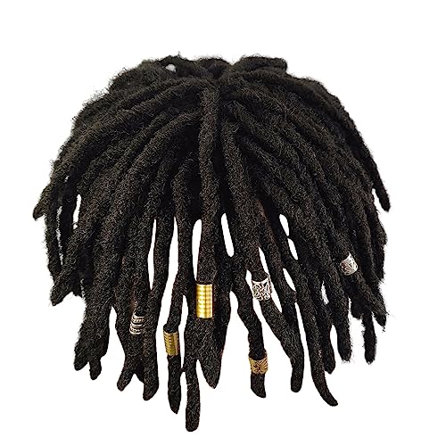 e Perücke geflochtenes Haar für Hip-Hop-Männer, afroamerikanische Haarfaser, lockiges Haarteil, Herren-Perücke, männlich, schmutziges Zopf-Set, Kopfstil, kurzes Haar, übertriebenes (Black, One Size) von Junhasgood